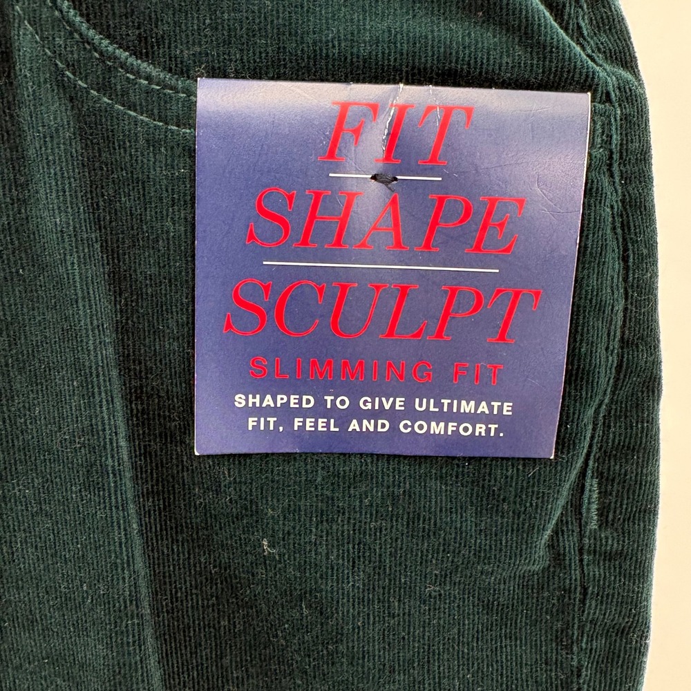 Chaps Fit Shape Sculpt Green Corduroy Straight Leg Mid Rise Pants Womens 16 NWT - Picture 9 of 15